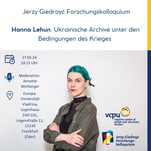 Hanna Lehun von den @ArolsenArchives ist am Mo, 27.5., 18.15 Uhr, zu Gast an der #Viadrina. Mit @AWerberger spricht sie darüber, wie ukrainische Archive unter dem Krieg Russlands leiden, welche Dokumente schon verloren sind und wie geholfen werden kann.