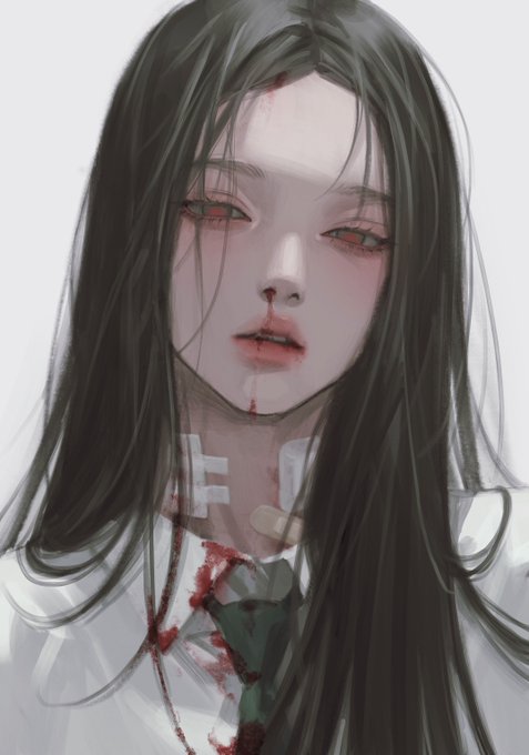 「black hair parted lips」 illustration images(Latest)