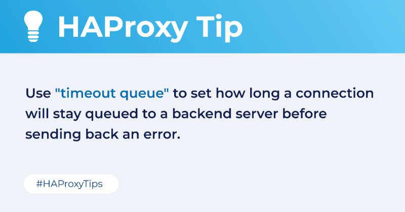 HAProxy's tweet photo. Want top-notch backend server performance? ‡οΈ
Consider implementing a "timeout queue".
Read more on how to protect servers with HAProxy connection limits and queues: https://t.co/HkA2kwarUr
#HAProxyTips