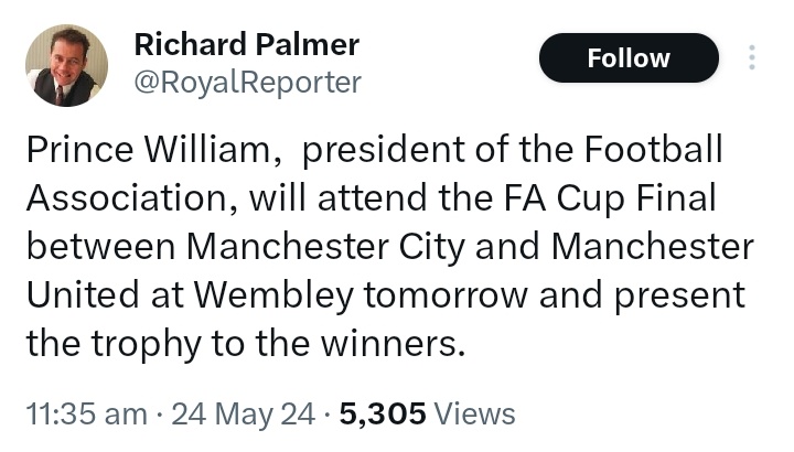 Lmao Prince William won't be doing any work so as not to distract the people from elections.......... Except going to watch football.