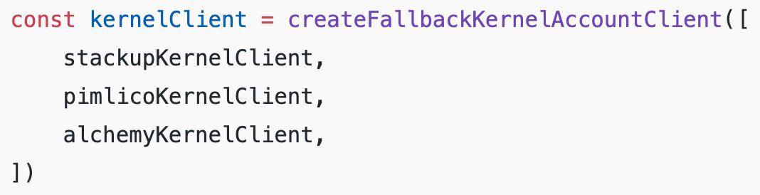 Nothing is more frustrating than a UserOp that doesn't go through. That's why ZeroDev integrates with all leading bundlers. And with our new 'bundler fallback' feature, you can automatically retry UserOps if a bundler fails 👇 Start building now: docs.zerodev.app/smart-wallet/i…