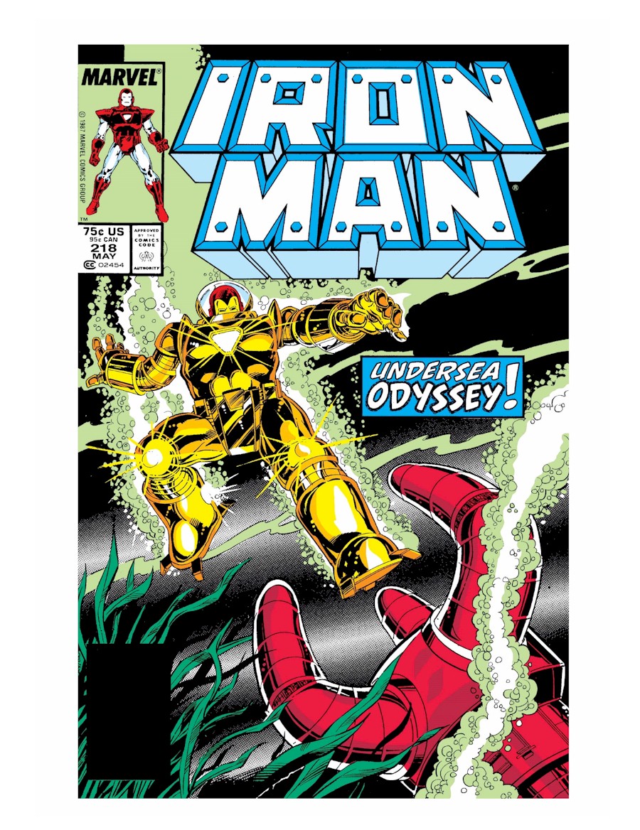 #FlashbackFriday: From this month in 1987, here's my cover of Iron Man #218, featuring my third specialty suit, the Undersea Armor. (co-plot and interior art by me, as well) @Marvel @Iron_Man