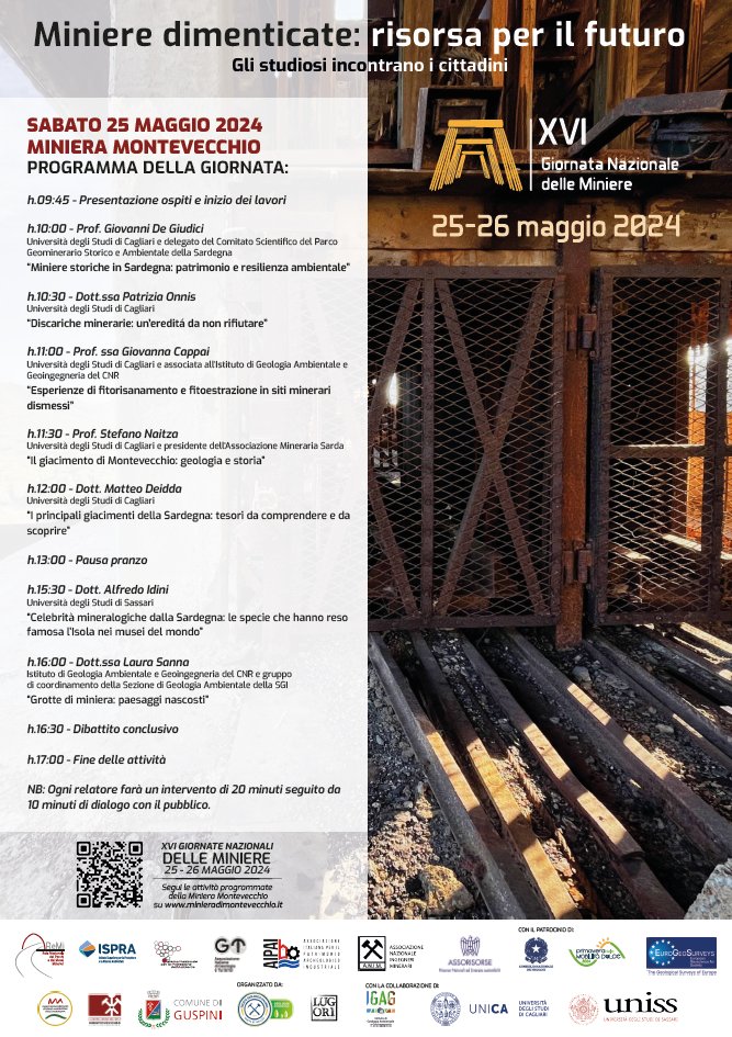 #News_igag #25maggio XVI Giornata Nazionale delle Miniere #cnr_igag partecipa alla conferenza dal titolo '#Miniere dimenticate: risorsa per il futuro' presso la Miniera di Montevecchio dalla sezione di #Geologia Ambientale della @SocGeol e dai gestori del sito minerario