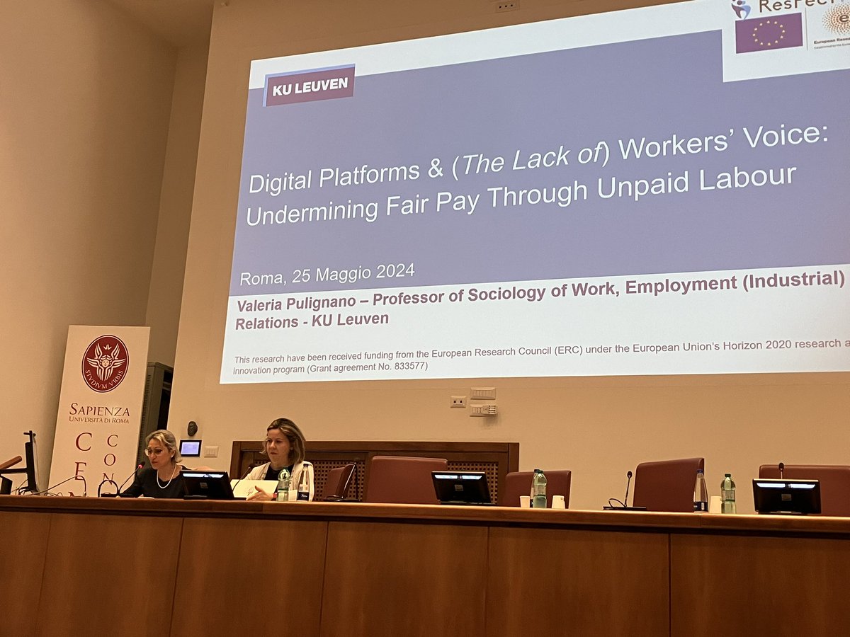 KU Leuven Employment relations and labour markets (@kuleuven_erlm) on Twitter photo #ResPecTMe Awareness workshop in Italy at <a href="/SapienzaRoma/">Sapienza Università di Roma</a>: Prof. <a href="/valeriapuligna2/">Valeria Pulignano</a> presenting the main findinds of the project focussing on #unpaid labour and #workers #voice in #digital #platform work
<a href="/ERC_Research/">European Research Council (ERC)</a> #ResPecTMe Awareness workshop in Italy at <a href="/SapienzaRoma/">Sapienza Università di Roma</a>: Prof. <a href="/valeriapuligna2/">Valeria Pulignano</a> presenting the main findinds of the project focussing on #unpaid labour and #workers #voice in #digital #platform work
<a href="/ERC_Research/">European Research Council (ERC)</a>