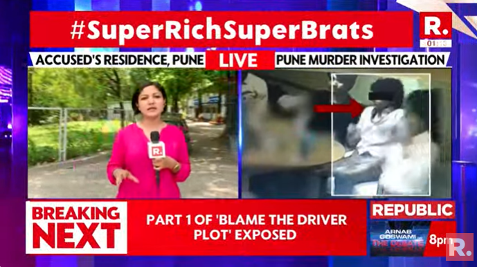 republic's tweet photo. #SuperRichSuperBrats | 'Blame the Driver' Plot Exposed
Pune CP Amitesh Kumar points out that there was pressure on the driver of the Porsche car to take the blame for the accident.
Tune in here for the latest updates: https://t.co/yBqY4tdLzq
#Pune #PorscheCrash #PuneCP #AmiteshKumar