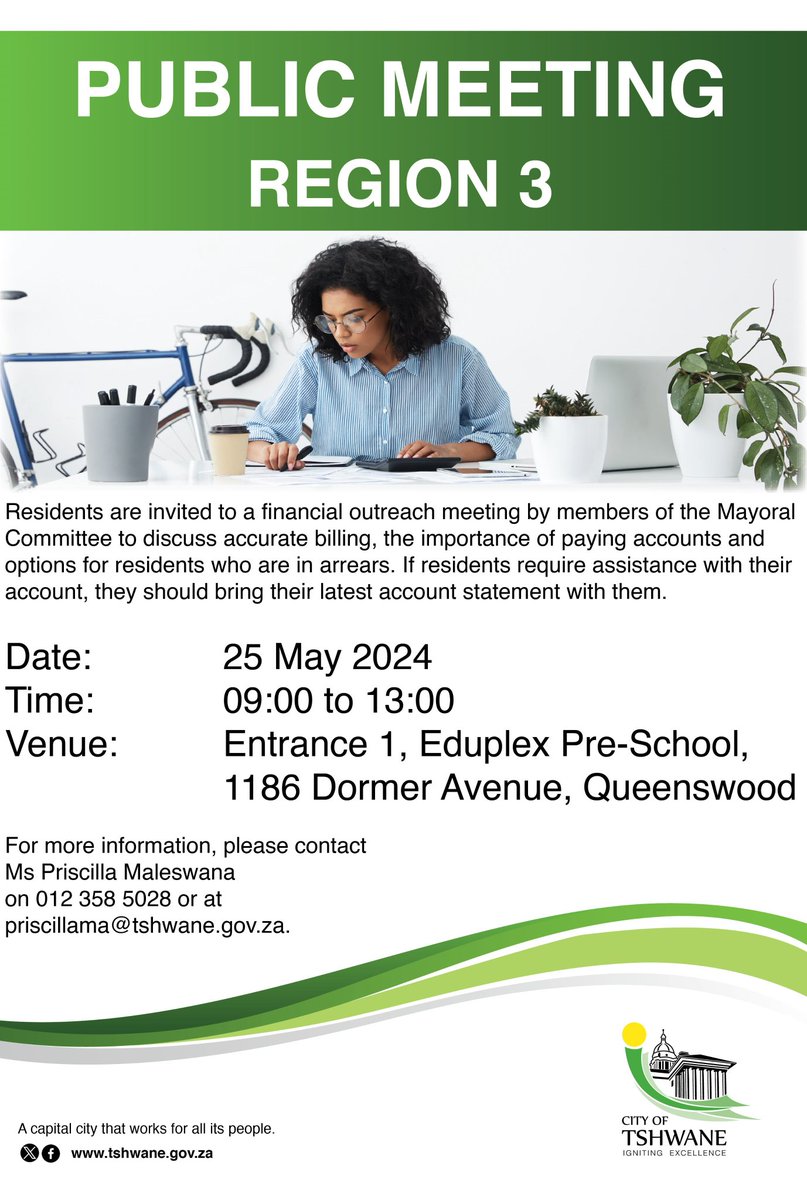 REMINDER: Make use of this opportunity by attending our financial outreach meeting scheduled for Saturday, 25 May 2024.