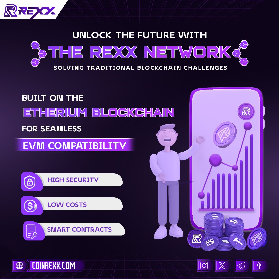 RexxCoin's tweet photo. Unlock the Future with The Rexx Network! π Say goodbye to traditional blockchain challenges. Built on the Ethereum blockchain for seamless EVM compatibility. Join us and be part of the revolution!
.
.
Join the Rexx Revolution! π
.
.
#REXXCoin #rexxnetwork #rexxecosystem #rexx #blockchain #layer2 #blockchainlayer2 #blockchaintech #blockchainrevolution #cryptocurrency #investment #invest #cryptocoin #cryptotrading #cryptoworld #ETH #ethereum