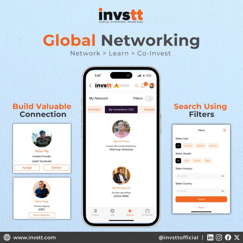 Network. Learn. Co-Invest.

Join the #InvsttNetwork, the ultimate platform to connect with global investors & build your startup dream!

Join FREE today! invstt.com 

#Investors #CoInvesting #Entrepreneurs #invstt24 #AngelInvesting #GlobalInvesting  #VentureCapital