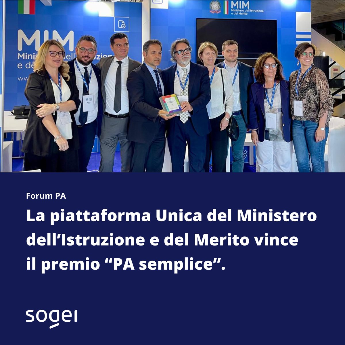 Al #forumpa2024, #Unica del <a href="/MIsocialTW/">Ministero dell’Istruzione e del Merito</a> vince il premio “PA semplice”.
Siamo orgogliosi di aver contribuito a migliorare l’interazione tra scuola, famiglie e studenti attraverso l’innovazione di processi digitali semplici e accessibili.
#Sogei <a href="/FPA_net/">FPA - FORUM PA - A DIGITAL360 Company</a>