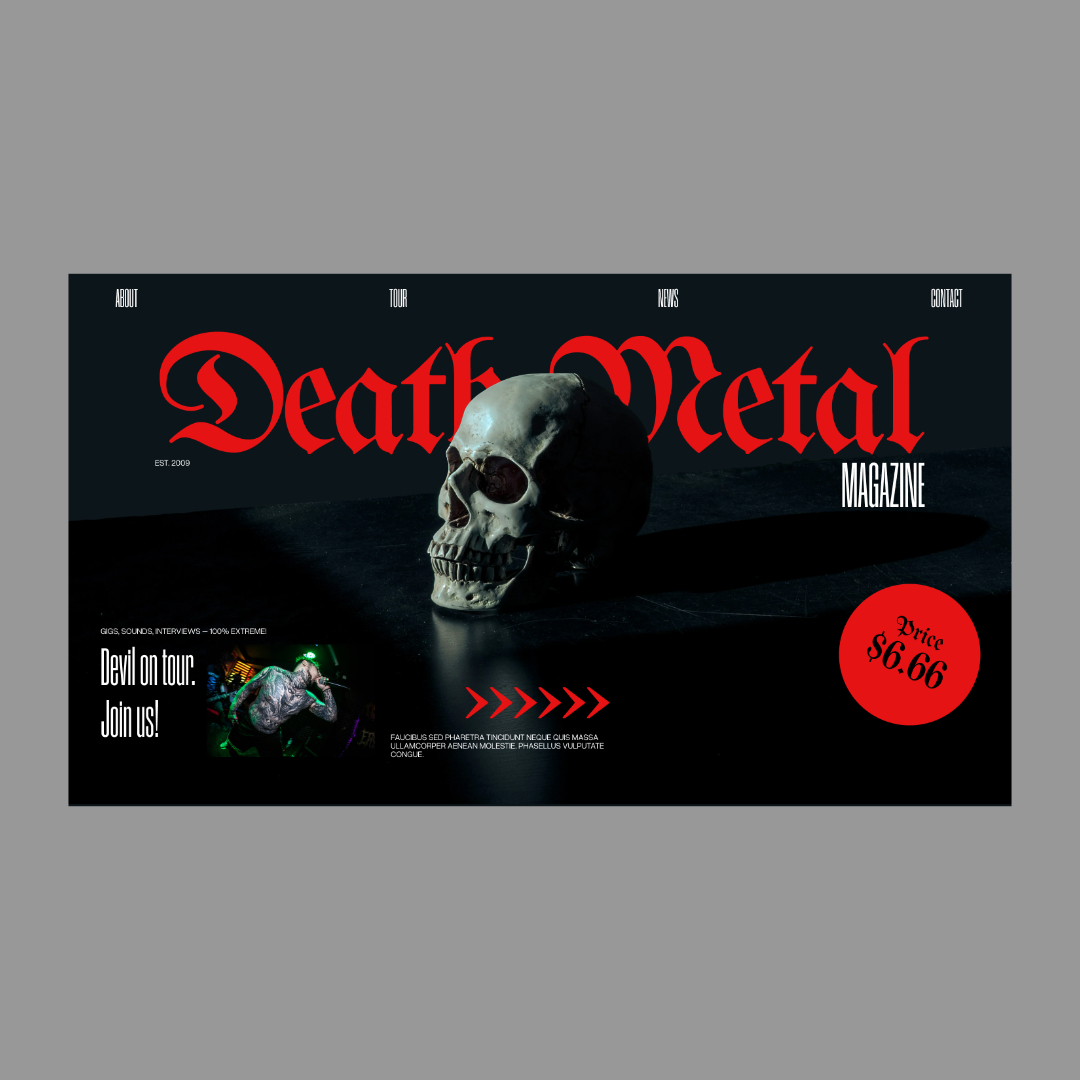 Dark website layout exploration \m/

#figma #webdesign #layout #dark #metal #music