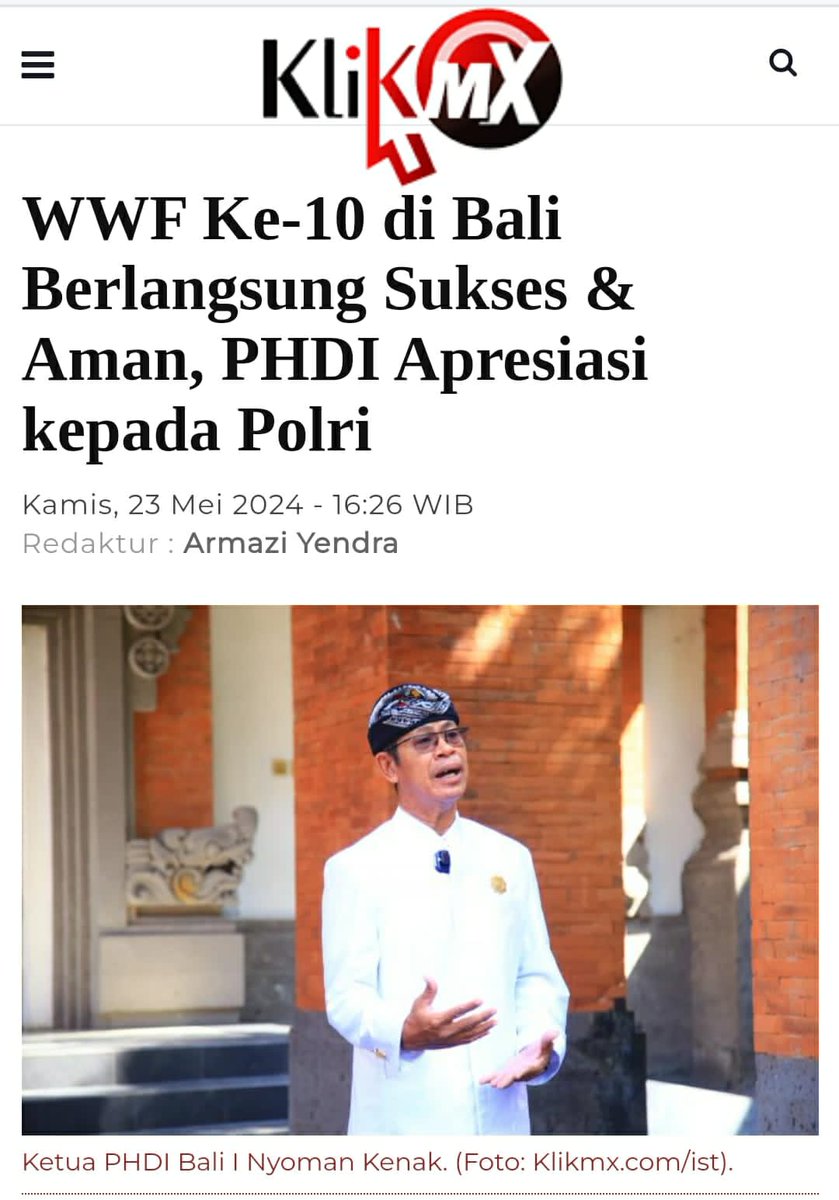 alhamdulillah, wwf ke-10 di bali berlangsung sukses &amp; aman, phdi apresiasi kepada polri yang telah Berhasil Amankan Acara #SuksesLaksanakanWWF10