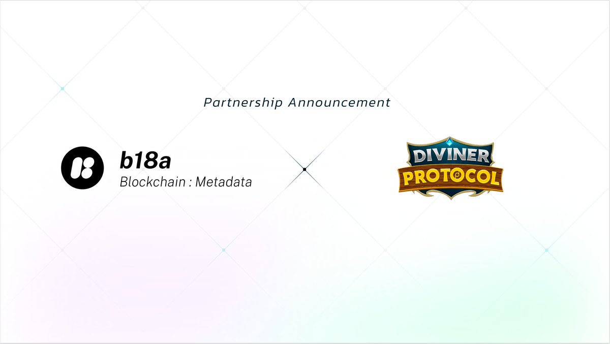 Diviner Protocol | Building Metaverse (@divinerprotocol) on Twitter photo We are glad to announce partnership with b18a <a href="/codatta_io/">Codatta</a>!  
b18a project pioneers AI-driven collaboration for blockchain metadata, making data universally accessible and transparent.   
let's build together! We are glad to announce partnership with b18a <a href="/codatta_io/">Codatta</a>!  
b18a project pioneers AI-driven collaboration for blockchain metadata, making data universally accessible and transparent.   
let's build together!