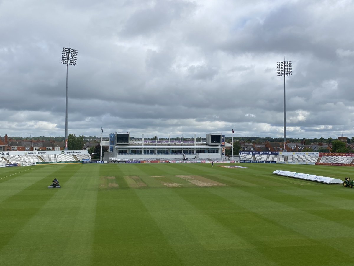 Cloudy but fine at Wantage Road. Head groundsman ⁦@CraigHarveyNCCC⁩ has given me a cheery wave from the tractor and all set for ⁦@NorthantsCCC⁩ versus ⁦@YorkshireCCC⁩. It’s ⁦@SportingLives1⁩ ⁦@GeorgieHeath27⁩ and myself on ⁦@BBCSport⁩ comms.