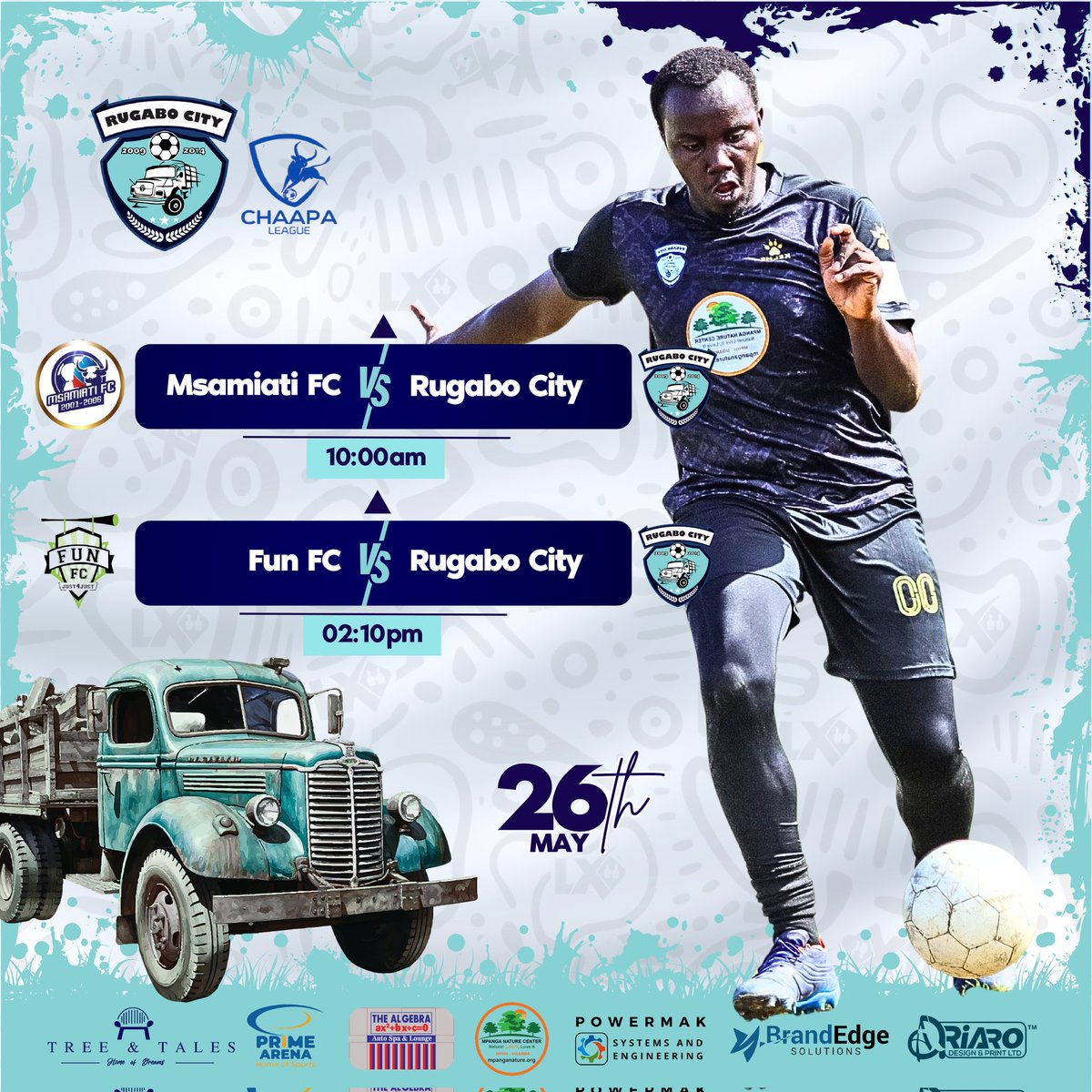 Get ready for a thrilling Sunday with back to back action against @FunFC_Official and @msamiatiFC . Let's turn out in our Rugabo and @ChaapaLeague colours to cheer the turn boys! #cityzens #Chaapaleague9