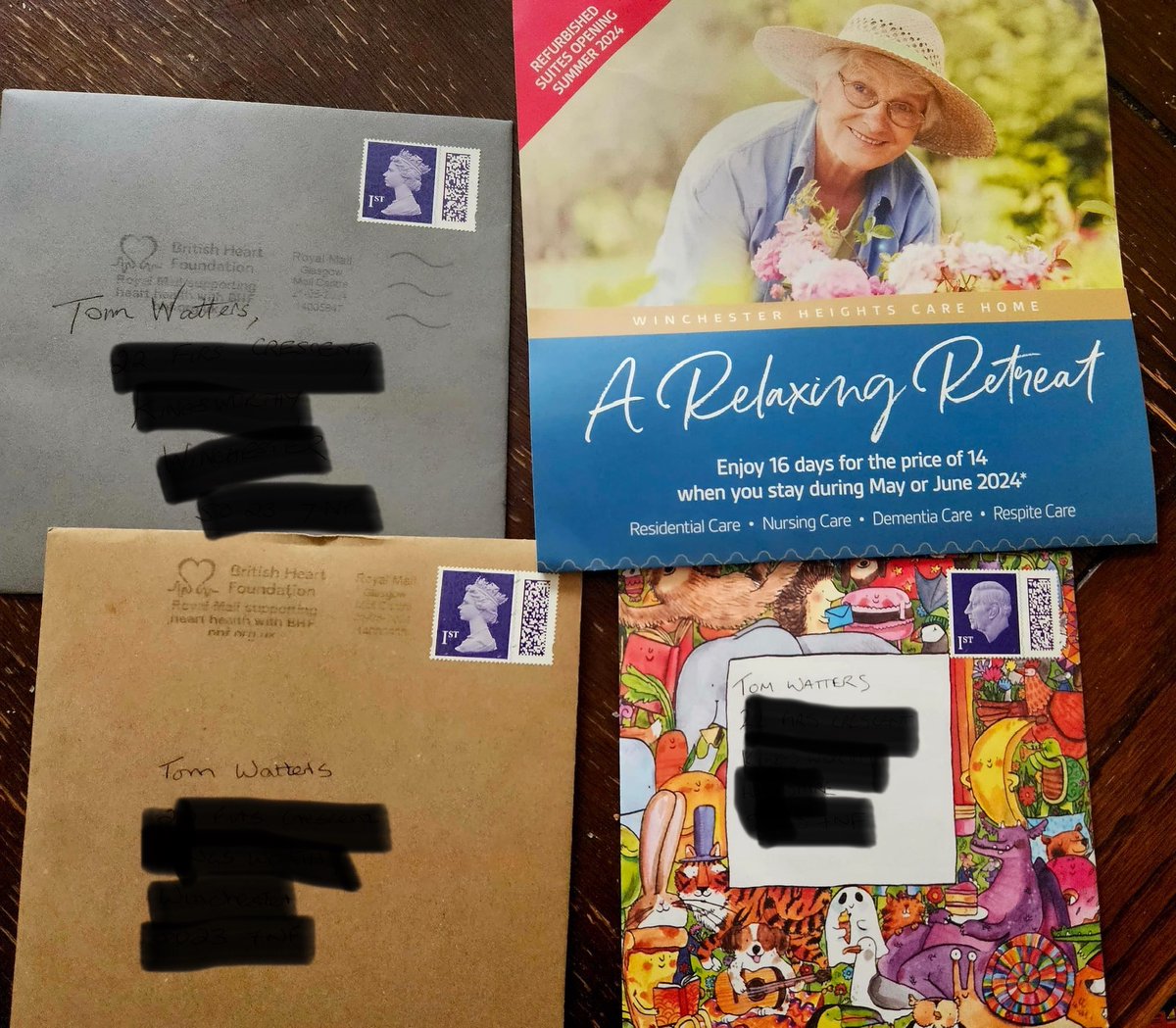 TheTomWatters's tweet photo. 31 today and amongst the birthday cards there’s an invite for ‘a relaxing retreat’ at the local care home. I know I’m going grey but come on https://t.co/9c9XhlbW9j