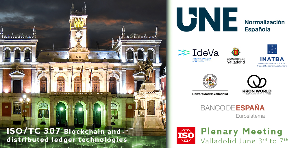 🔝🔝  ¡Gran noticia para los expertos en #Blockchain y #DLT! Del 3 al 7 de junio, #Valladolid será la capital mundial de los estándares de Blockchain y DLT (Tecnologías de Registro Distribuido) al acoger la reunión plenaria del Comité Técnico de Normalización internacional ISO/TC