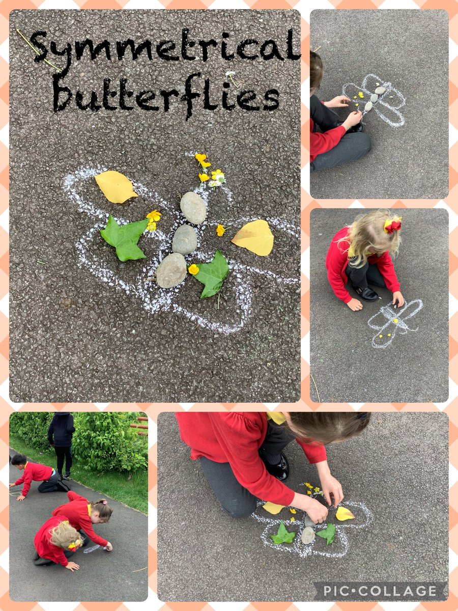 Y2 used symmetry to create some amazing butterflies in our outdoor area yesterday. Amazing creative contributors. #sdpy2 #outandabout #minibeasts #wellbeing