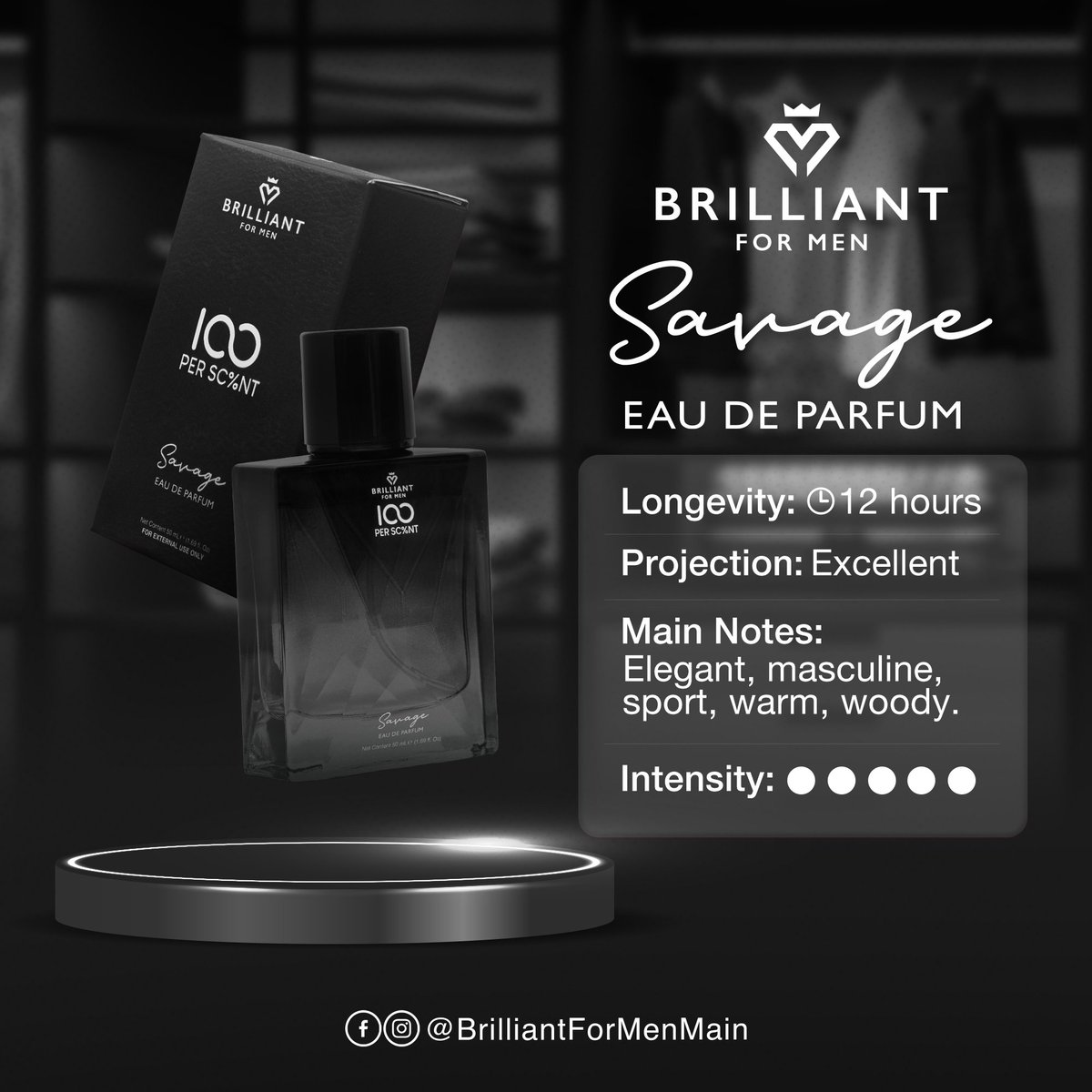 Discover the savage fragrance that stays with you, no matter how long you wear it all day. 😊

Get yours now for only PHP 350.00 SRP! 🛒

#BrilliantForMen 🖤
#BrilliantSkinEssentials ✨