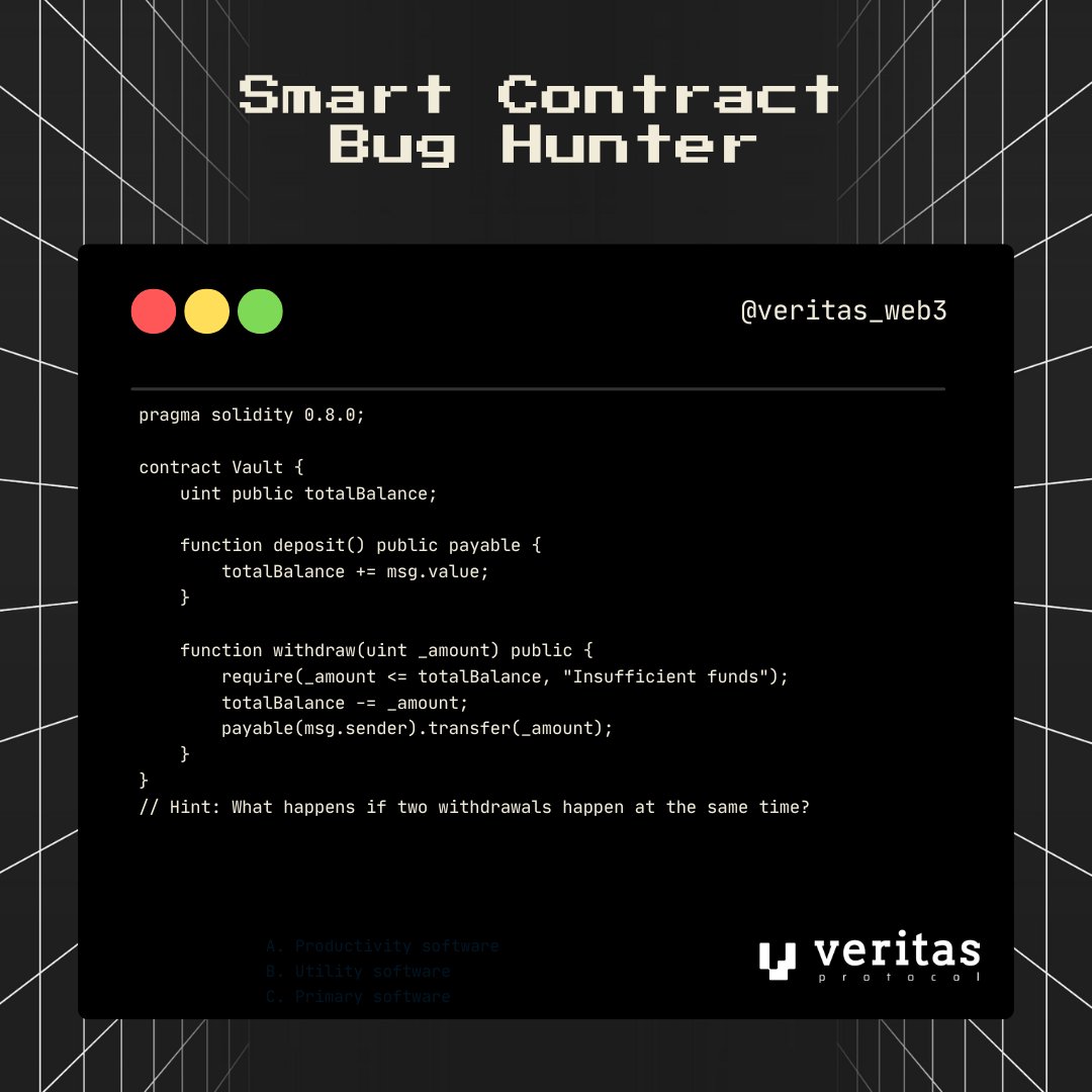 Can you spot the 🐛 ?

🕵️‍♂️ Join our Smart Contract Challenge! Find the flaw, explain it, and earn your bragging rights! 

#BugHunter #AuditingSkills #SmartContractChallenge
