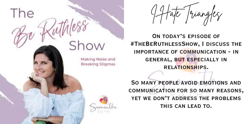 Mental. Health. Matters. The Be Ruthless Show is a place where we’ll be having the conversations other people don’t. The conversations other people won’t Episode: I Hate Triangles @SamanthaMRuth @pcast_ol @tpc_ol @wh2pod @foa_ol @bus_ol web samantharuth.com/podcast