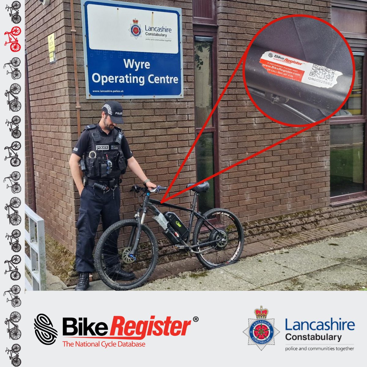 bikeregister's tweet image. Another successful recovery rolled in this week, thanks to Lancashire Constabulary.
Read more: bit.ly/3V8eOiW

Image source: Lancashire Constabulary

#BikeRegister #LockItMarkIt #BikeMarking #AssetProtection #CycleCrime #BikeTheft #Partnership #Police #ThievesBeware