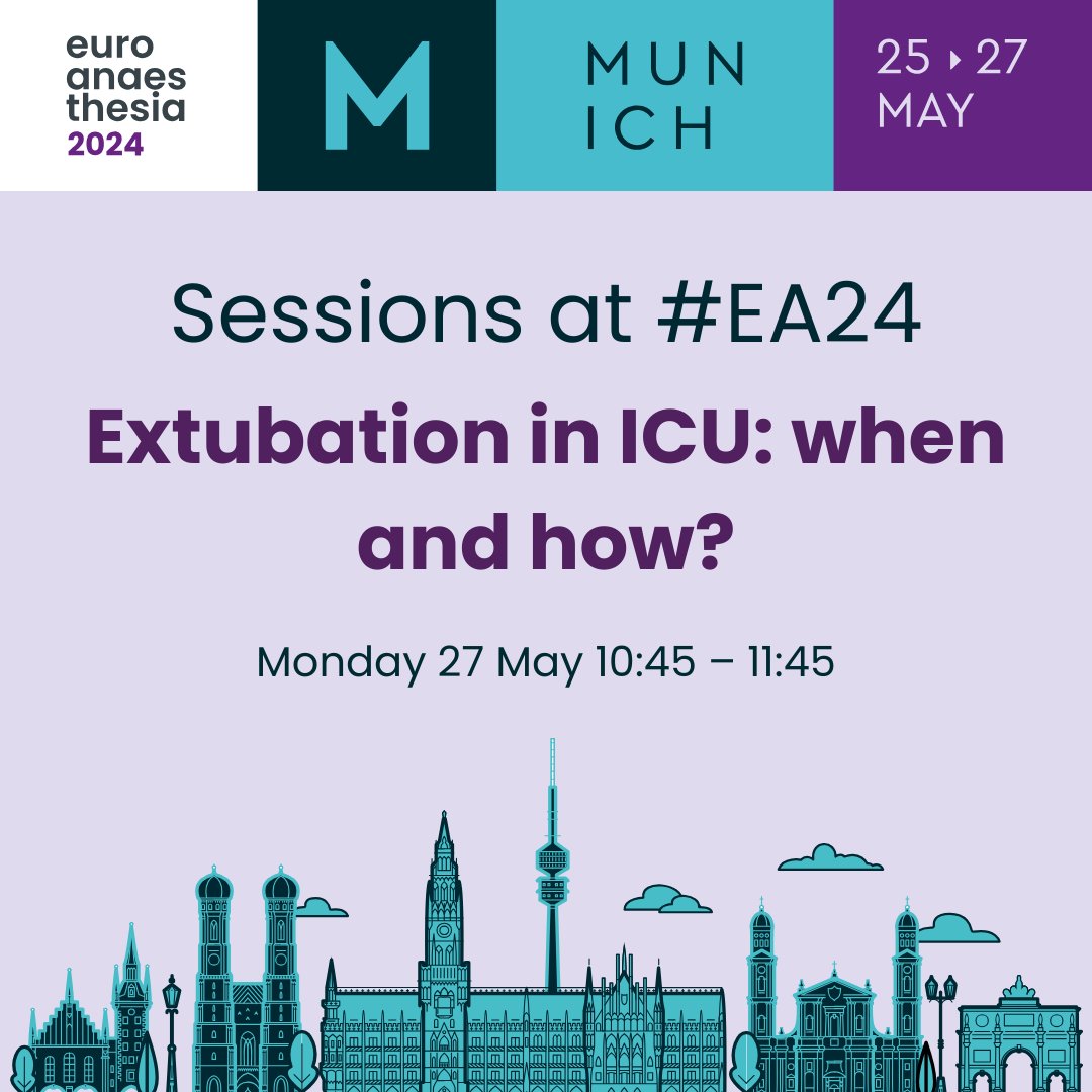 ESAIC_org's tweet photo. Join #EA24 session on Extubation in ICU: when and how?
Learn optimal weaning from mechanical ventilation: assess patient profiles and risks, determine extubation suitability, and provide post-extubation breathing support.
https://t.co/2fcUFhJtKB
#EA24 #ESAICSessionHighlight https://t.co/FeunVVFfCa