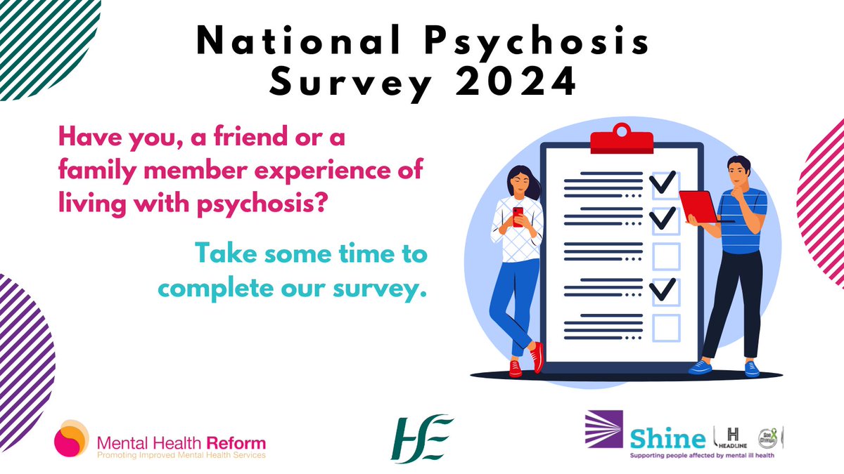 📢 Have you, a friend or family member experience of living with psychosis?
 
Together with <a href="/MHReform/">Mental Health Reform</a>, we aim to amplify the voices of those affected by psychosis so that there can be better specialised support &amp; increased funding. Find the survey here 👇

ow.ly/O25R50RRxI6