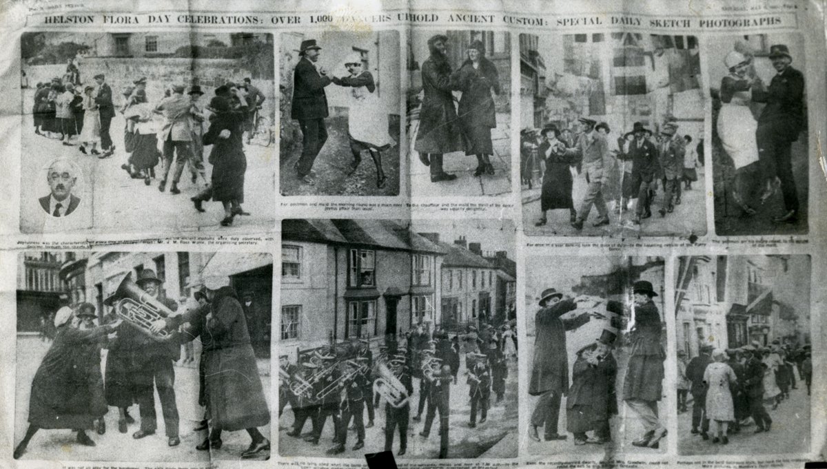 musecornishlife's tweet photo. 📸 Photos of the Week 📸

💃 1) Dancers on Meneage Street (ID: 2009.10950.15)

📰 2) Daily Sketch montage showcasing Flora Day, 1920s (ID: 2009.10950.23)

👒 3) Early morning dancers outside of The Guildhall,  1927 (ID: 2016.13064)

Courtesy of the Museum of Cornish Life https://t.co/OEdpVDhW26