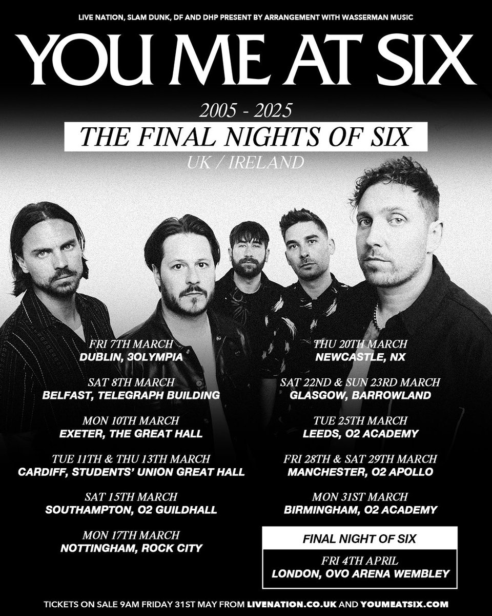THE FINAL NIGHTS OF SIX UK + Ireland On sale Friday 31 May. Sign up now @ sixersforlife.com for exclusive pre-sale from Tuesday 28.