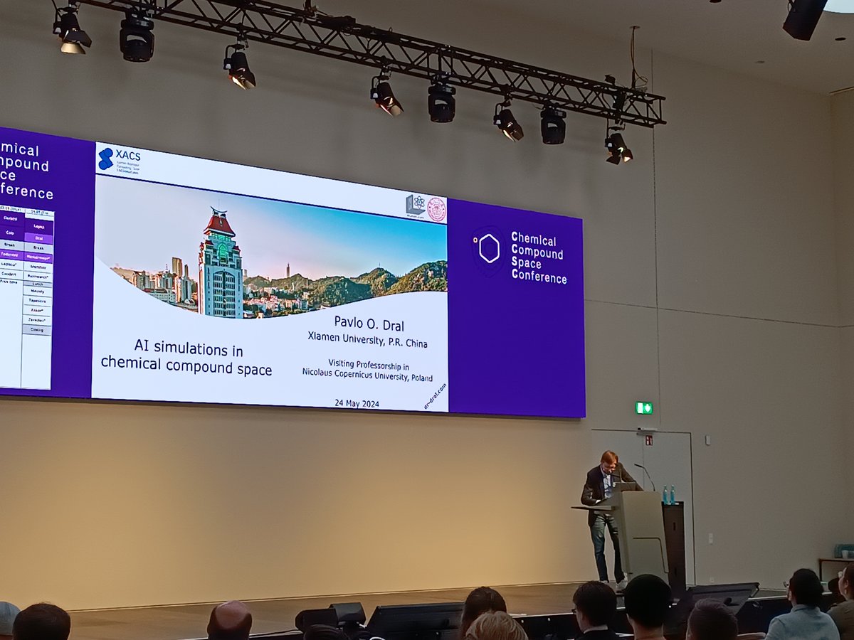 The presentations are still going thanks to professor Pavlo Dral <a href="/PavloDral/">Pavlo Dral</a> from the Xianey university with some AI simulation in chemical compound space #CCSC2024