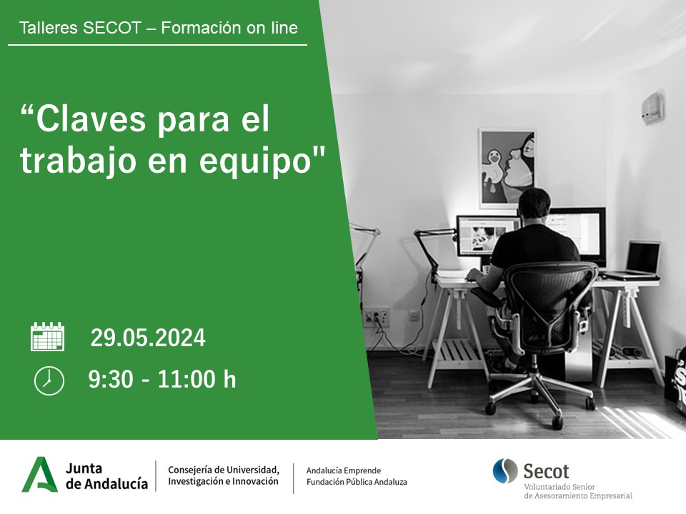 🟢 Taller junto a <a href="/Secot_/">SECOT (voluntariado de asesoramiento empresarial)</a>

👥 𝑪𝙡𝒂𝙫𝒆𝙨 𝙥𝒂𝙧𝒂 𝒆𝙡 𝙩𝒓𝙖𝒃𝙖𝒋𝙤 𝙚𝒏 𝒆𝙦𝒖𝙞𝒑𝙤.

📅 29 mayo  🕤 09:30 h.

🎯 Aprende cómo mejorar en tu trabajo, la importancia de la integración en un equipo y como trabajar en él.

🖱️ ¿Te apuntas? bit.ly/4dcqLeg

#EmprendeAND
