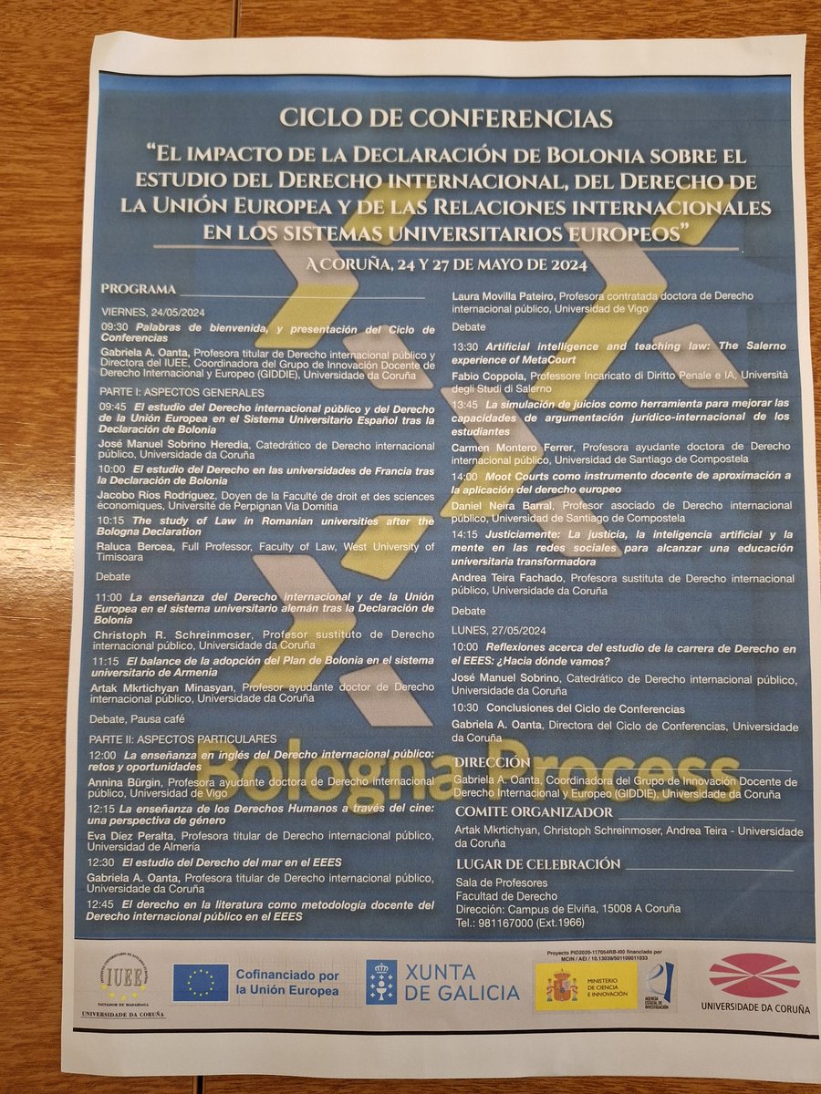 Muy contenta por compartir hoy un espacio de reflexión sobre el impacto de la Declaración de Bolonia sobre distintos sistemas universitarios europeos, con compañeros de universidades de España, Francia, Italia, y Rumanía.