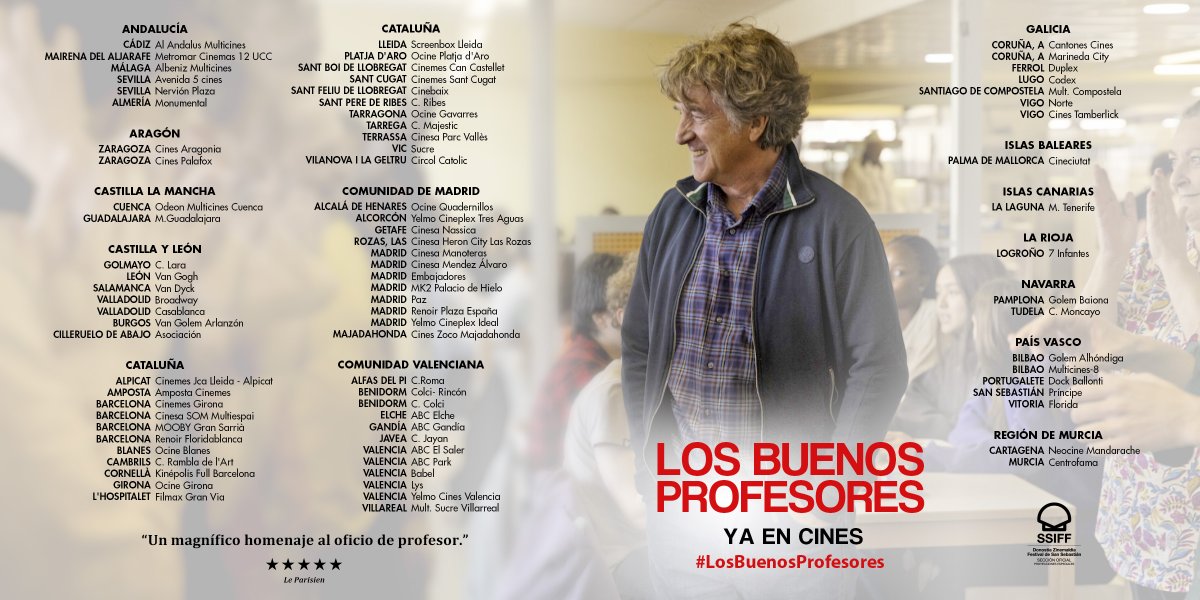 Las aulas siguen reinando la cartelera. 🎬

#LosBuenosProfesores, protagonizada por François Cluzet, Adèle Exarchopoulos y Vincent Lacoste, suma nuevas ciudades en su 2⃣ semana en cines. 🎞️ ¡Disfrútala este fin de semana!