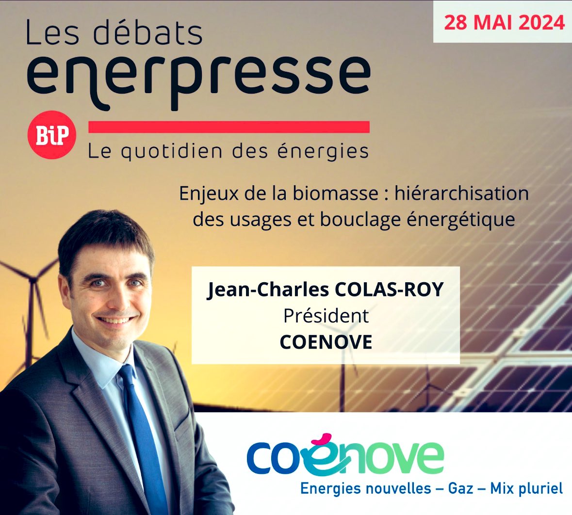 🎤 Rendez-vous mardi prochain pour le débat <a href="/enerpresse/">enerpresse</a> : « Enjeux de la biomasse : hiérarchisation des usages et bouclage énergétique ».
 
👉 J’échangerai avec Bénédicte GENTHON de l’<a href="/ademe/">ADEME</a>, Aurore-Emmanuelle RUBIO de @cms_flet et <a href="/PdeMontlivault/">Pierre de Montlivault</a> de la <a href="/_FEDENE_/">FEDENE</a>.
 
<a href="/Coenove/">Coénove</a>