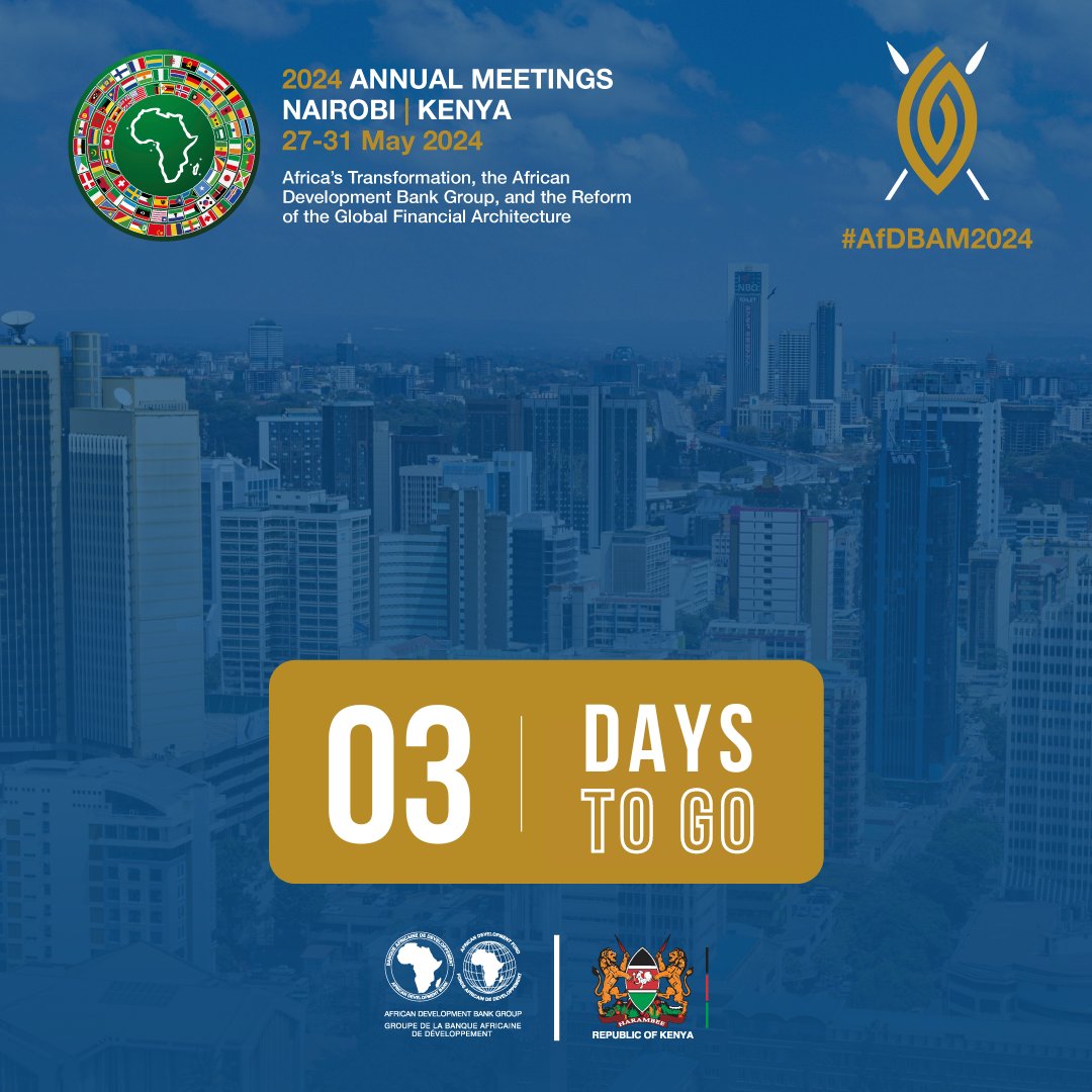 #AfDBAM2024: 3 days to go until the @AfDB_Group Annual Meetings! Have you registered to attend? Join us for discussions on “Africa’s Transformation, the African Development Bank Group, and the Reform of the Global Financial Architecture”. bit.ly/AfDBAMRegister #AfDBAM2024