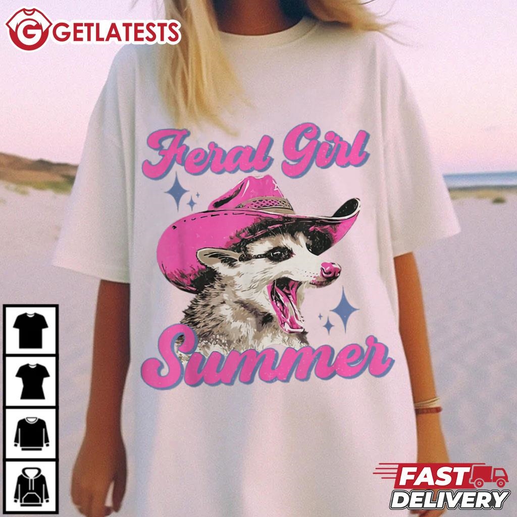 Feral Girl Summer Opossum Funny T-Shirt #FeralGirl #Opossum #getlatests getlatests.com/product/feral-…