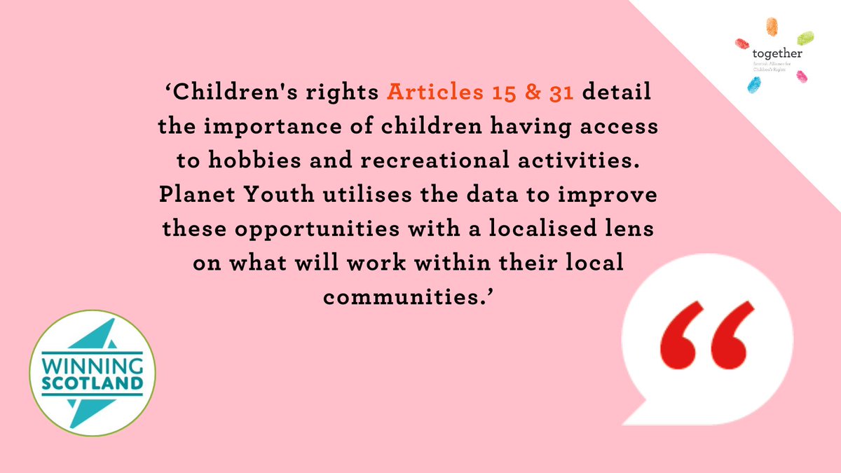 Together 🧡 (@together_sacr) on Twitter photo 🔦We have been shining the light on our member @WinningScotland
👏They discuss the importance of children's rights such as #Art15 & #Art31 having access to hobbies & recreational activities #UNCRCScotland <a href="/planetyouthscot/">Planet Youth in Scotland</a>
If you click here you can read: bit.ly/3yoPMmT 🔦We have been shining the light on our member @WinningScotland
👏They discuss the importance of children's rights such as #Art15 & #Art31 having access to hobbies & recreational activities #UNCRCScotland <a href="/planetyouthscot/">Planet Youth in Scotland</a>
If you click here you can read: bit.ly/3yoPMmT