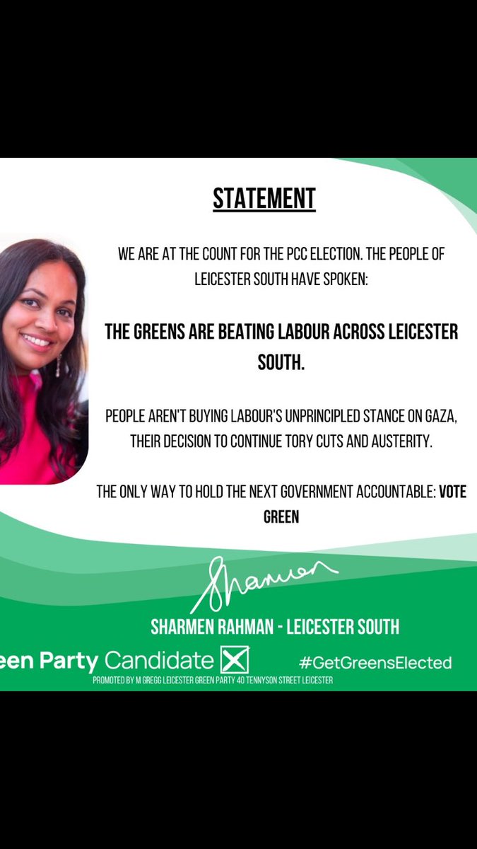 We got 23% of vote in PCC election, lots of that in #LeicesterSouth . We can win this, so let’s win in #GE24