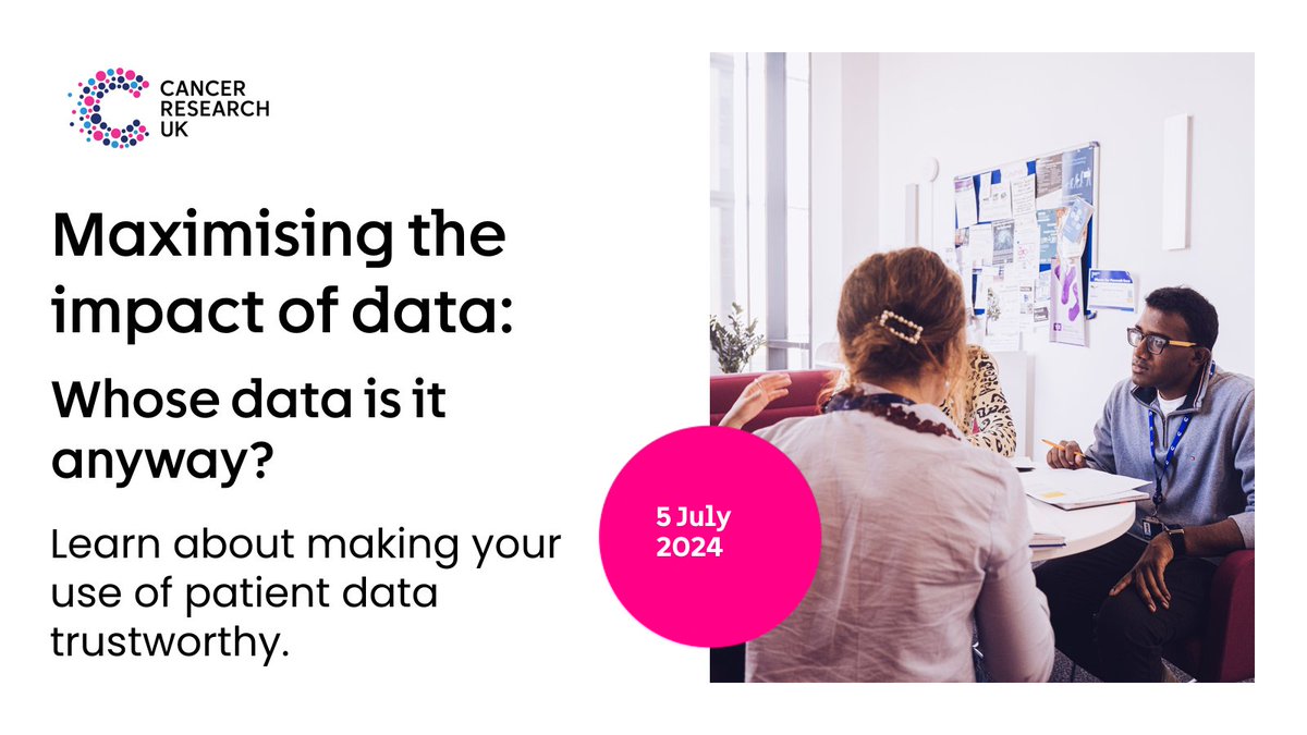📢Announcing the next webinar in our maximising the impact of data series – whose data is it anyway? Join us on 5 July to explore challenges and opportunities around trust and trustworthiness in how patient data is used in research. Register now: bit.ly/44XzqO5