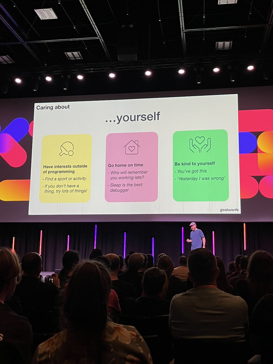 Most powerful slide so far at #KotlinConf from @tastapod 
Your career is not a sprint, it’s a marathon. Stay hydrated!