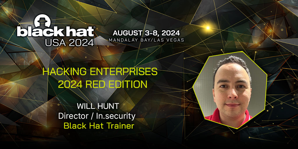 Stealthsploit's tweet photo. We're back at @BlackHatEvents USA running both our Hacking Enterprises and Defending Enterprises training, updated for 2024.

Join us to phish, enumerate, subvert, evade, and exfil, then join us again to alert, detect, monitor and hunt!

 https://t.co/LppNsJ1Oms

#BHUSA https://t.co/42L2Tj4SA8