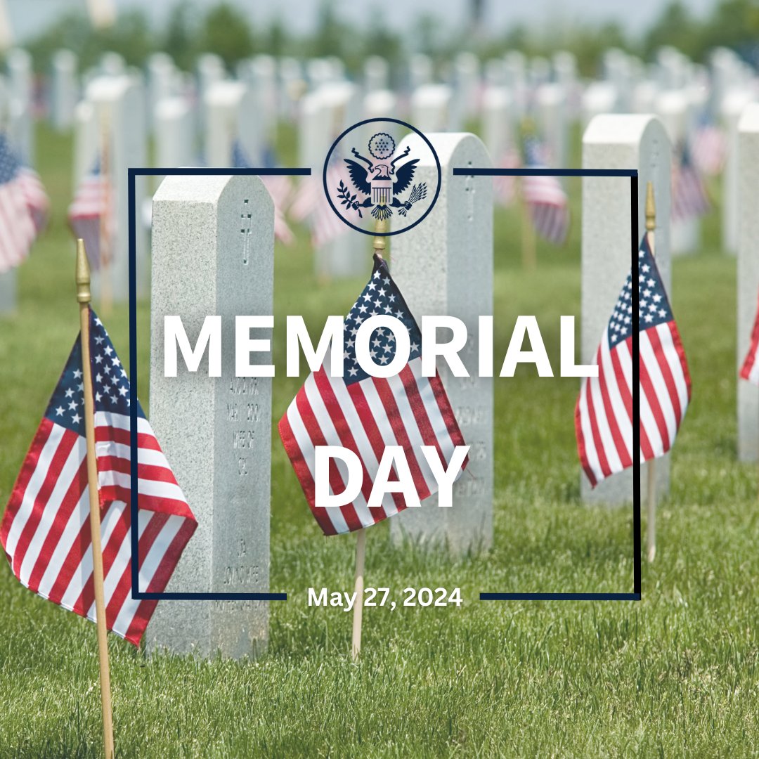 Today on 🇺🇸 #MemorialDay, we pause to honor & remember the courageous military members who gave their lives in service to our nation. Their legacy of bravery & dedication to defending democracy & liberty will forever inspire our work to create a more peaceful & secure 🌐 for all.