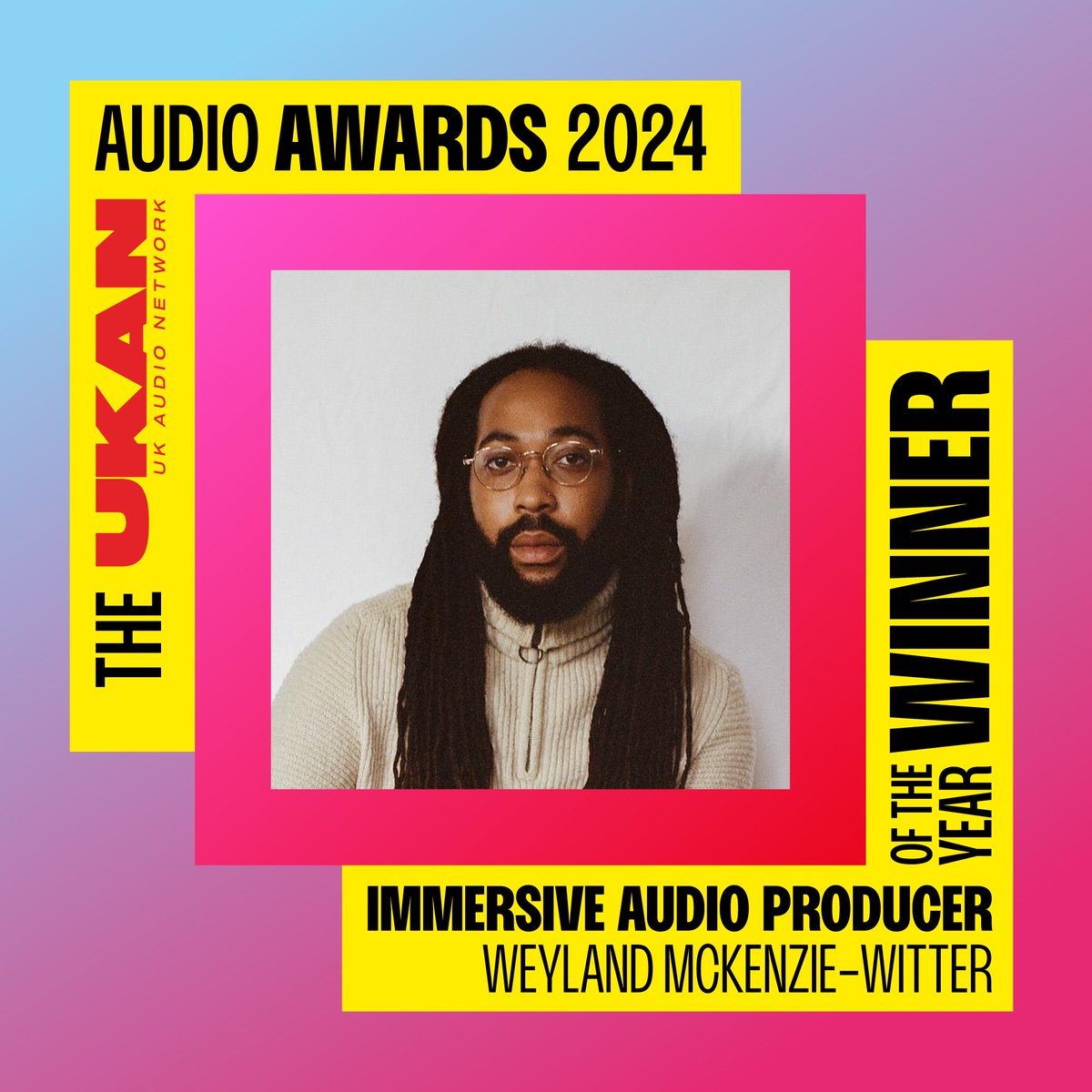 CONGRATULATIONS to @Weylandmck for winning Immersive Audio Producer of the Year at The @UKAudioNetwork Audio Awards 2024! The awards nominated and voted for by the audio community to celebrate and uplift, inline with UKAN's aims of: Transparency, Equity and Diversity.