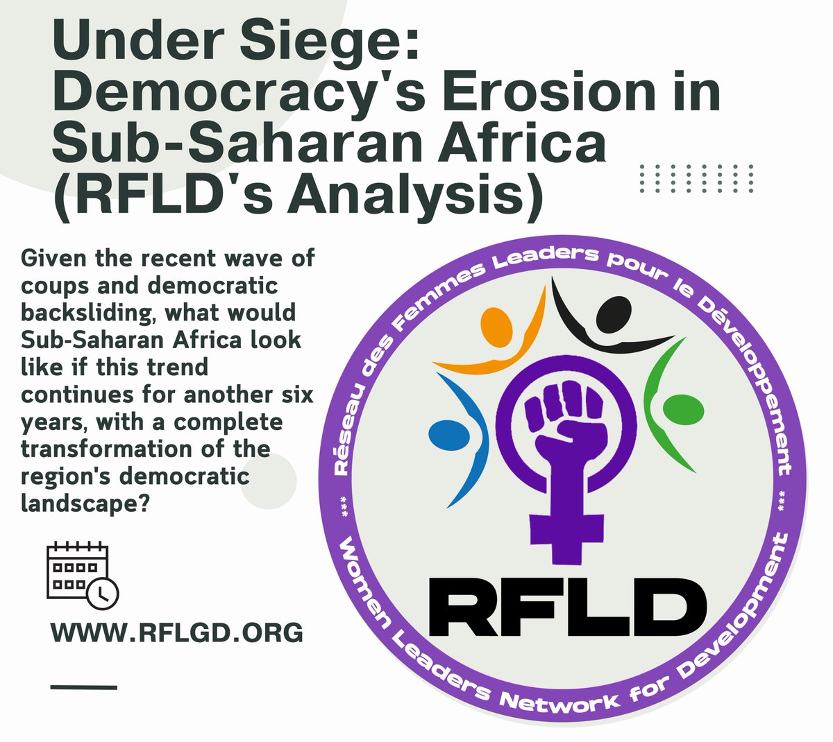 #Democracy In #Danger  

8 coups in Sub-Saharan #Africa in just 3 years! 

@RfldOrg calls for action: strengthen institutions, empower women & youth, address root causes.

 We can't let democracy erode! #Africa #HumanRights 

Discover the article : rflgd.org/2024/05/24/und…