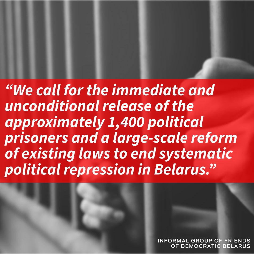 EstoniaOSCE's tweet photo. 🇪🇪 together with 35 other @OSCE participating states called again for the immediate and unconditional release of political prisoners currently held in #Belarus

Joint statement by the Informal Group of Friends of Democratic Belarus: https://t.co/hYwZLTCGBm

#HumanRights #GoFDBY https://t.co/vXcpeMsdlD