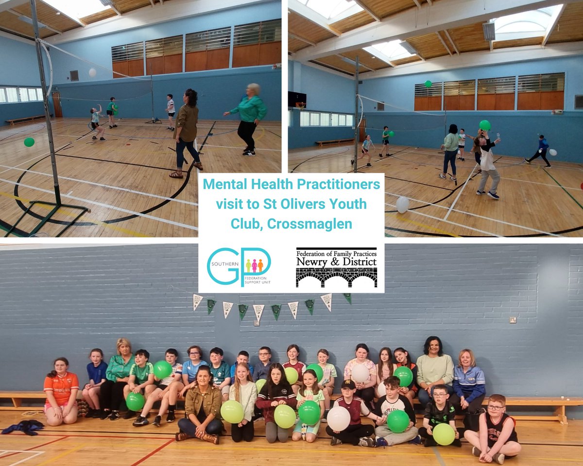 During #MentalHealthWeek , the Newry & District Mental Health Practitioners, Maria, Therese and Patricia attended St Oliver Plunkett Youth Club Crossmaglen. They participated in games with the children to incorporate the theme on #MomentsForMovement . Much fun was had by all!