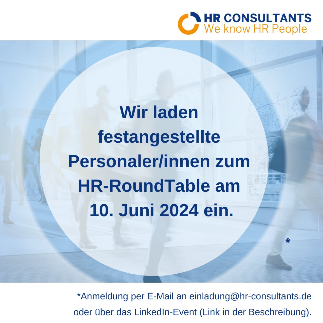 HRC_Interim's tweet photo. Am 10. Juni 2024 um 18 Uhr findet wieder der HR-RoundTable bei ADVANT Beiten in München statt, zu dem wir alle festangestellten Personaler/innen herzlich einladen! ⁠
⁠
⁠Anmeldung per E-Mail an einladung@hr-consultants.de
oder über das LinkedIn-Event: https://t.co/g1pDv8tzDb https://t.co/XDEXQKXoqx