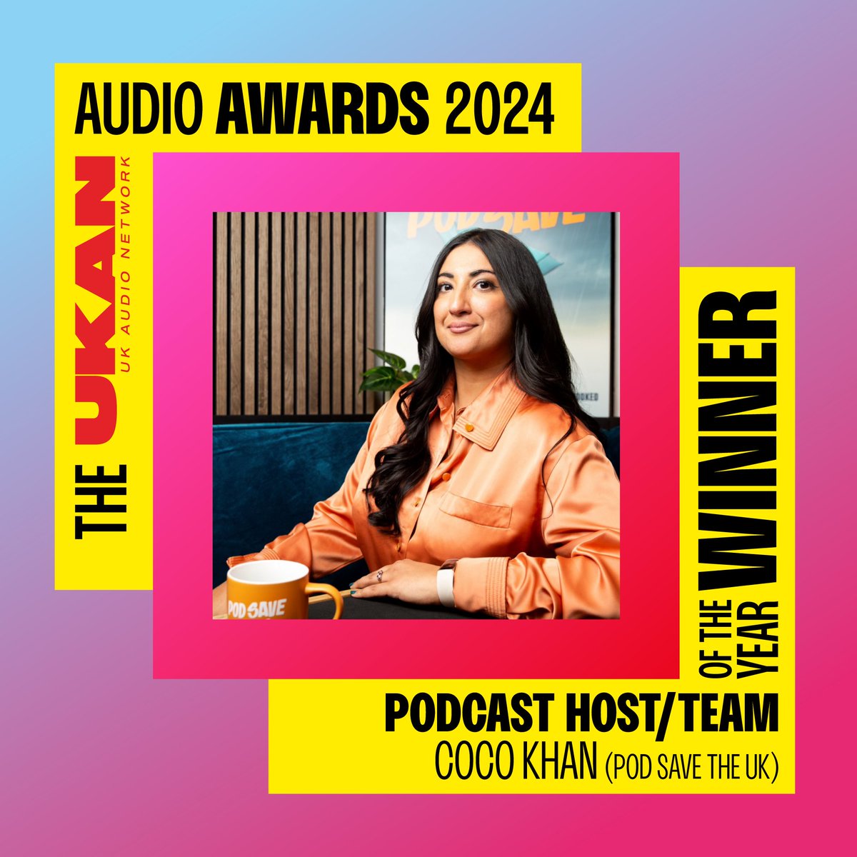 CONGRATULATIONS to <a href="/cocobyname/">Coco Khan</a> for winning Podcast Host/Team of the Year at The <a href="/UKAudioNetwork/">UKAN - UK Audio Network</a> Audio Awards 2024!

The awards nominated and voted for by the audio community to celebrate and uplift, inline with UKAN's aims of: Transparency, Equity and Diversity.