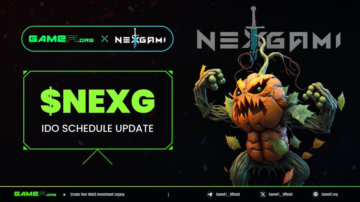 📣 $NEXG #Whitelist Re-open Updates @nexgami is back with some major updates, ready to usher in a new era for #Web3 gaming: 🔻Whitelisting: Extended until May 30 🔻IDO Date: May 31 🔻Updated Vesting: 30% TGE, 1 month cliff, then 4 month linear vesting 👉 Secure your slot now: