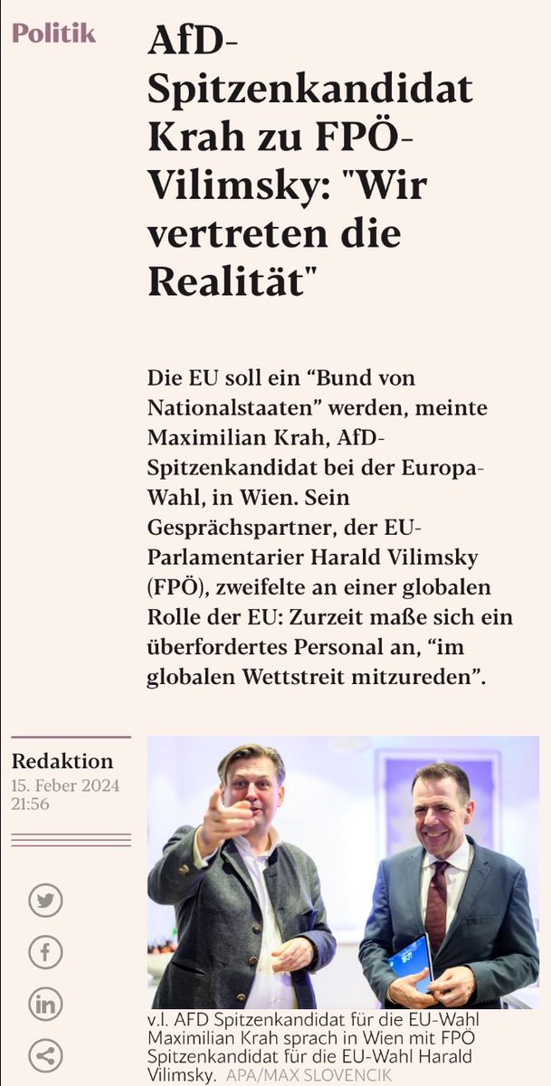 olidasgupta's tweet photo. Zu rechts für Rechtsradikale: Für die #Kickl-FPÖ ist das #AfD-Desaster um den Ausschluss der deutschen Schwesterpartei aus der rechtsradikalen ID-Fraktion gefährlich - denn #FPÖ-Spitzenkandidat #Vilimsky posierte bislang einmütig mit dem AfD-Skandalpolitiker #Krah. https://t.co/W3u92CCO2D